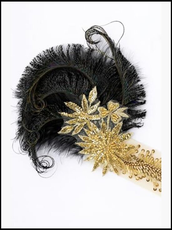 Feather Flapper Headpiece 1920s Gatsby Sequin Headband Vintage Cocktail